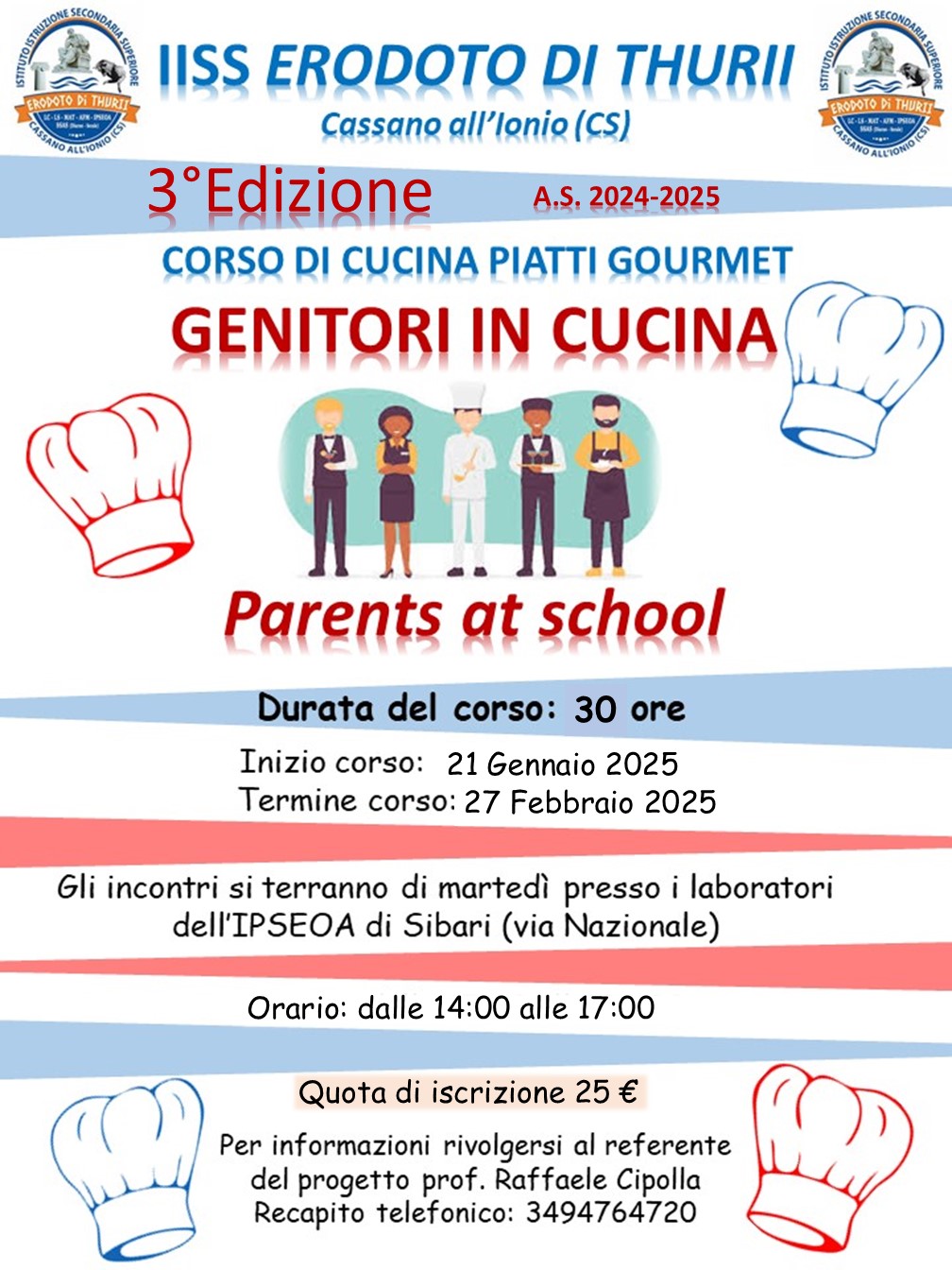 Locandina GENITORI IN CUCINA 2024 2025